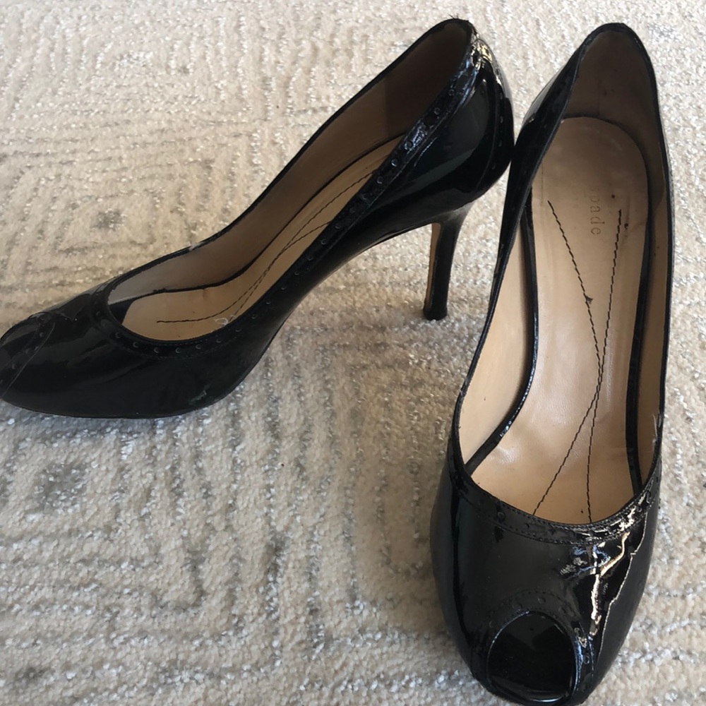 Kate Spade patent leather peep toe heels